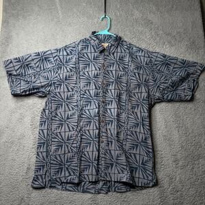 Vintage Noa Noa Hawaiian Shirt Men's XL Blue Floral Short Sleeve Button Up